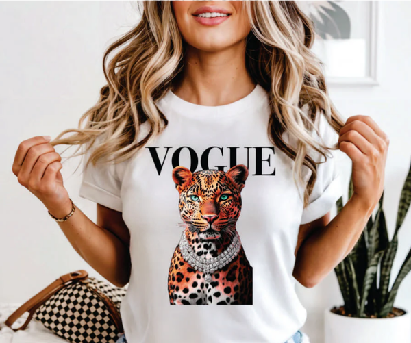 Vogue Magazine Leopard DTF Print