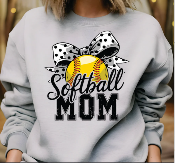 Softball Mom With Polka Dot Bow