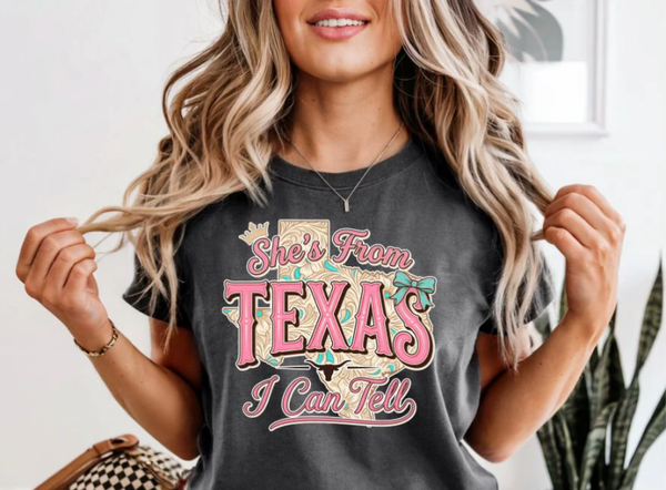 She's From Texas I Can Tell Print (White Outline)