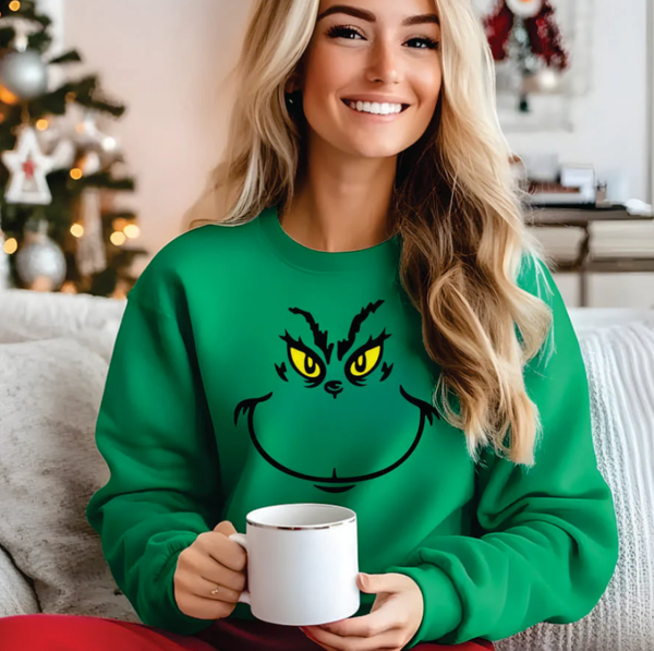 Grinch Face DTF Transfer