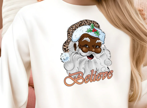 African American Santa Believe DTF Transfer Print