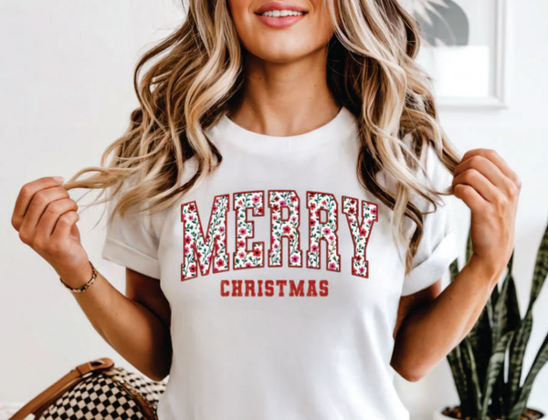 Floral Merry Christmas DTF Print