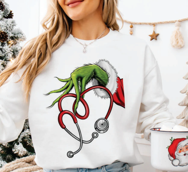 Grinch With Stethascope DTF Transfer Print