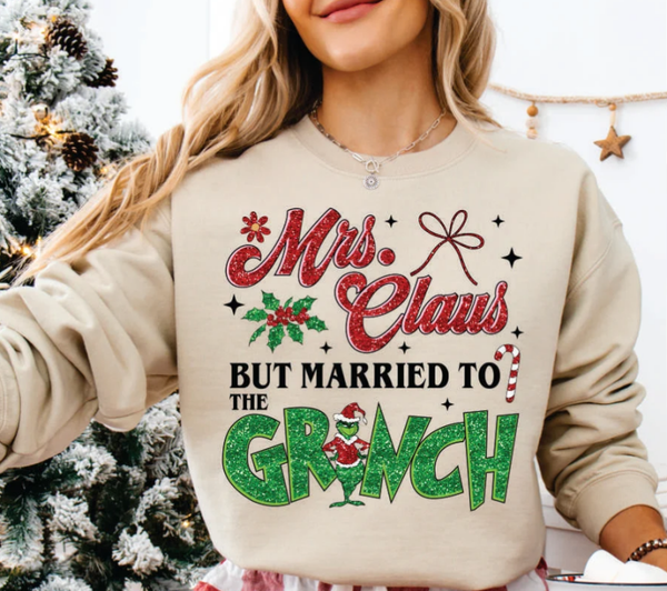 Mrs. Claus But Married To the Grinch DTF Transfer Print