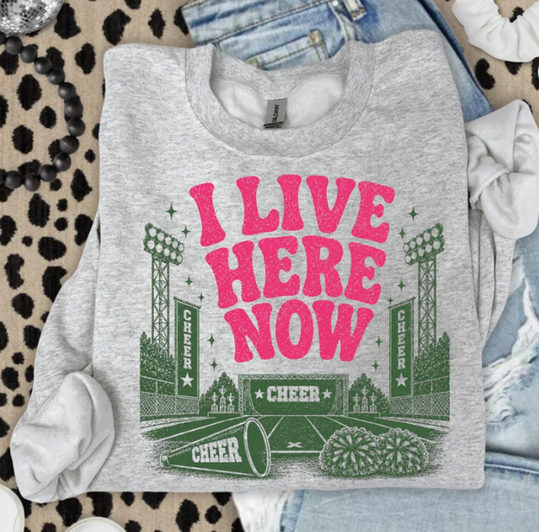 I Live Here Now (Pink) DTF **PRINT ONLY**