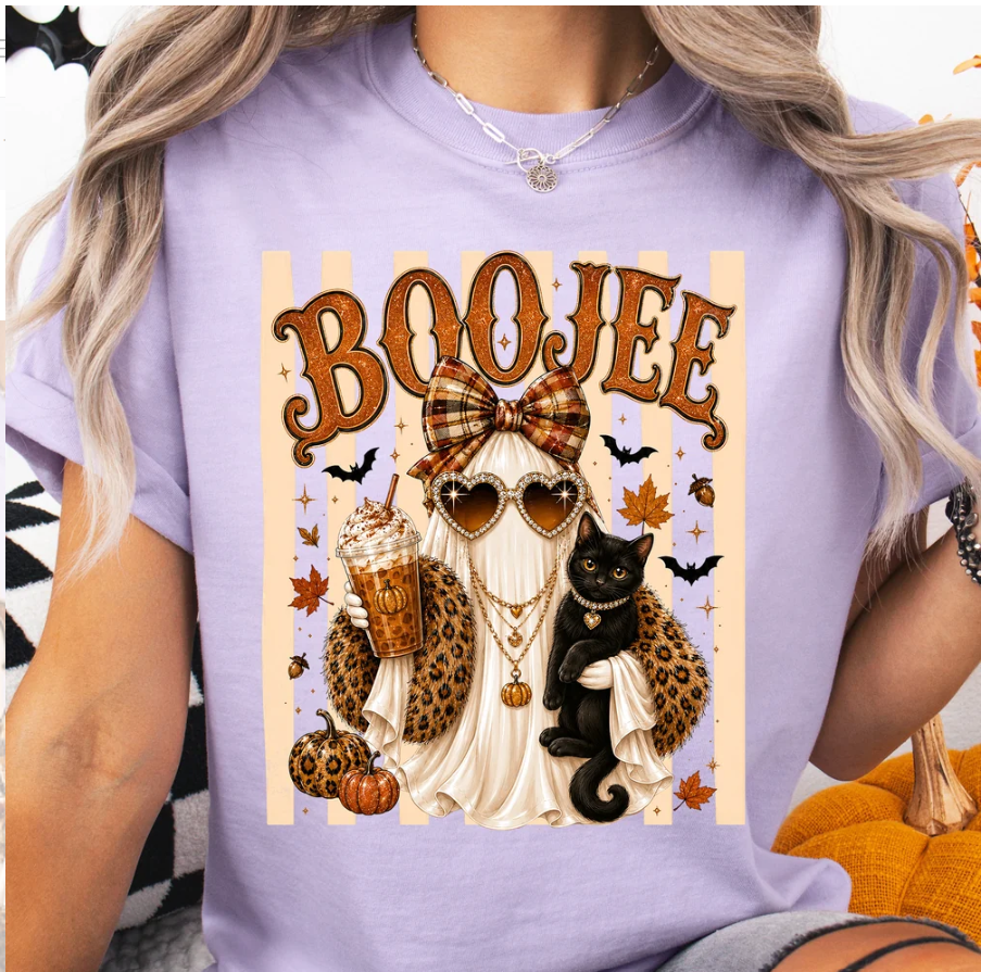 Boujee Ghost With Black Cat DTFF Print