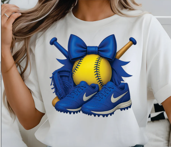 Blue Softball DTF Print