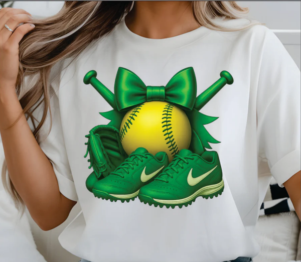 Green Softball DTF Print