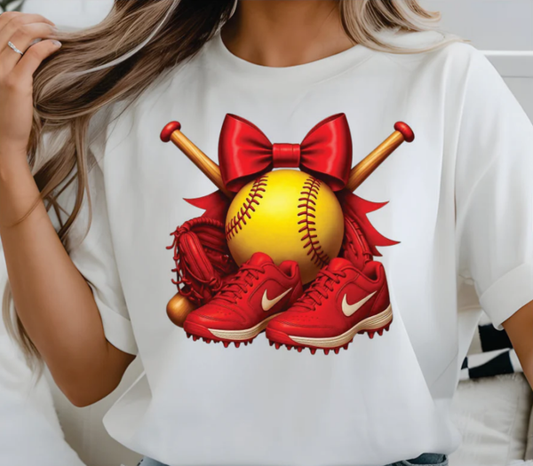 Red Softball DTF Print