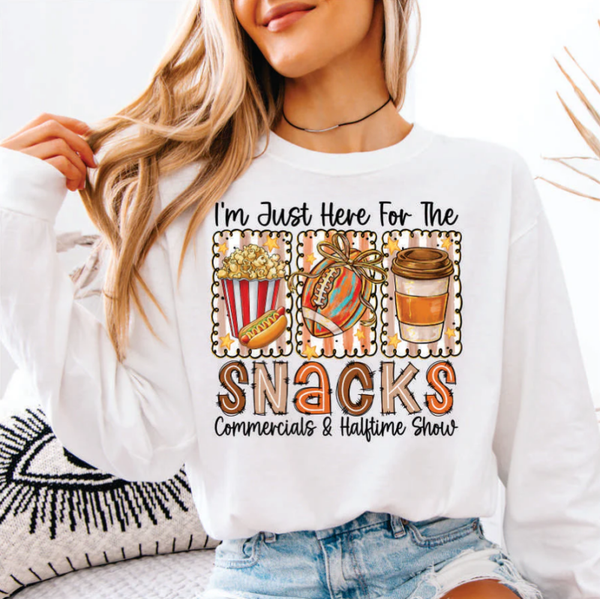 Superbowl I'm Just Here For The Snacks, Commercials & Halftime Show DTF Print