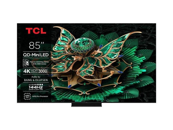 TCL 85C7K 85” QUANTUM DOT MINI LED 4K HDR10+ DOLBY VISION IQ 144HZ IMAX ENHANCED GOOGLE TV with Built in Bang and Olufsen sound system