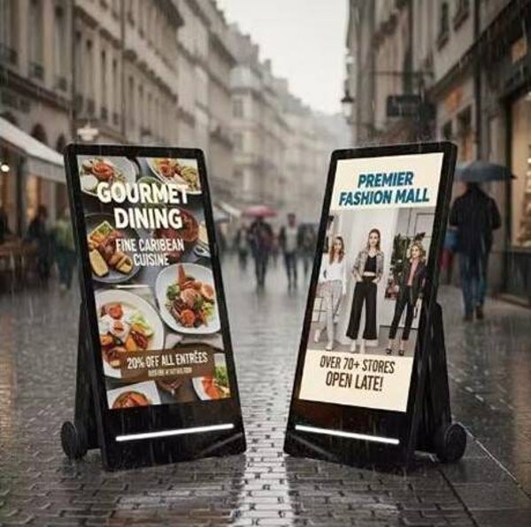 Portable Outdoor IP55 Waterproof Android 32/43inch 2500 nit Foldable Advertising Digital Signage LCD Poster with Battery Powered