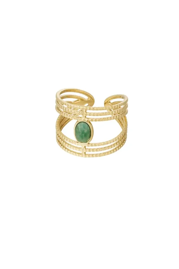Groene steen dubbele ring