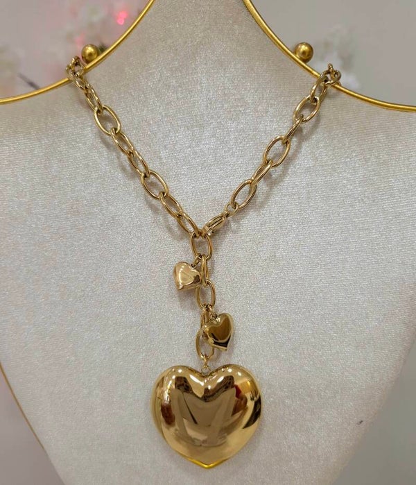 Collier-Coeur-acier-inoxydable-doré