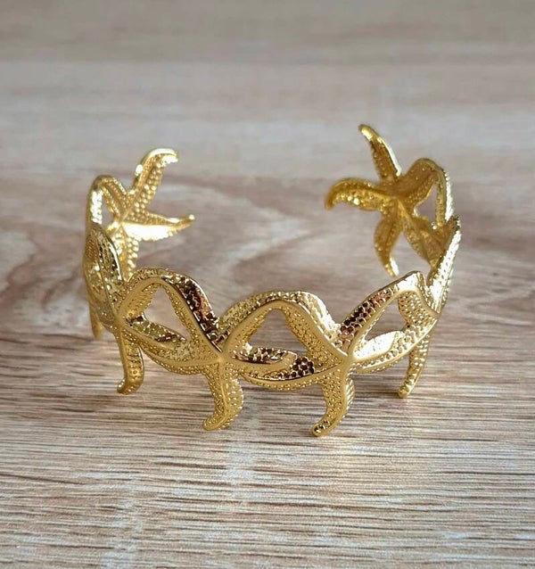 Bracelet Manchette Doré étoile – Acier Inoxydable Femme