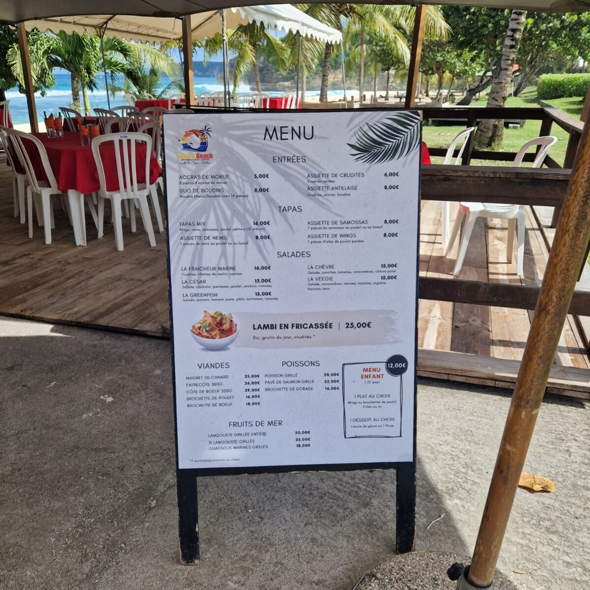 Carte de menu personnalisée créée par AAK DESIGN, Guadeloupe