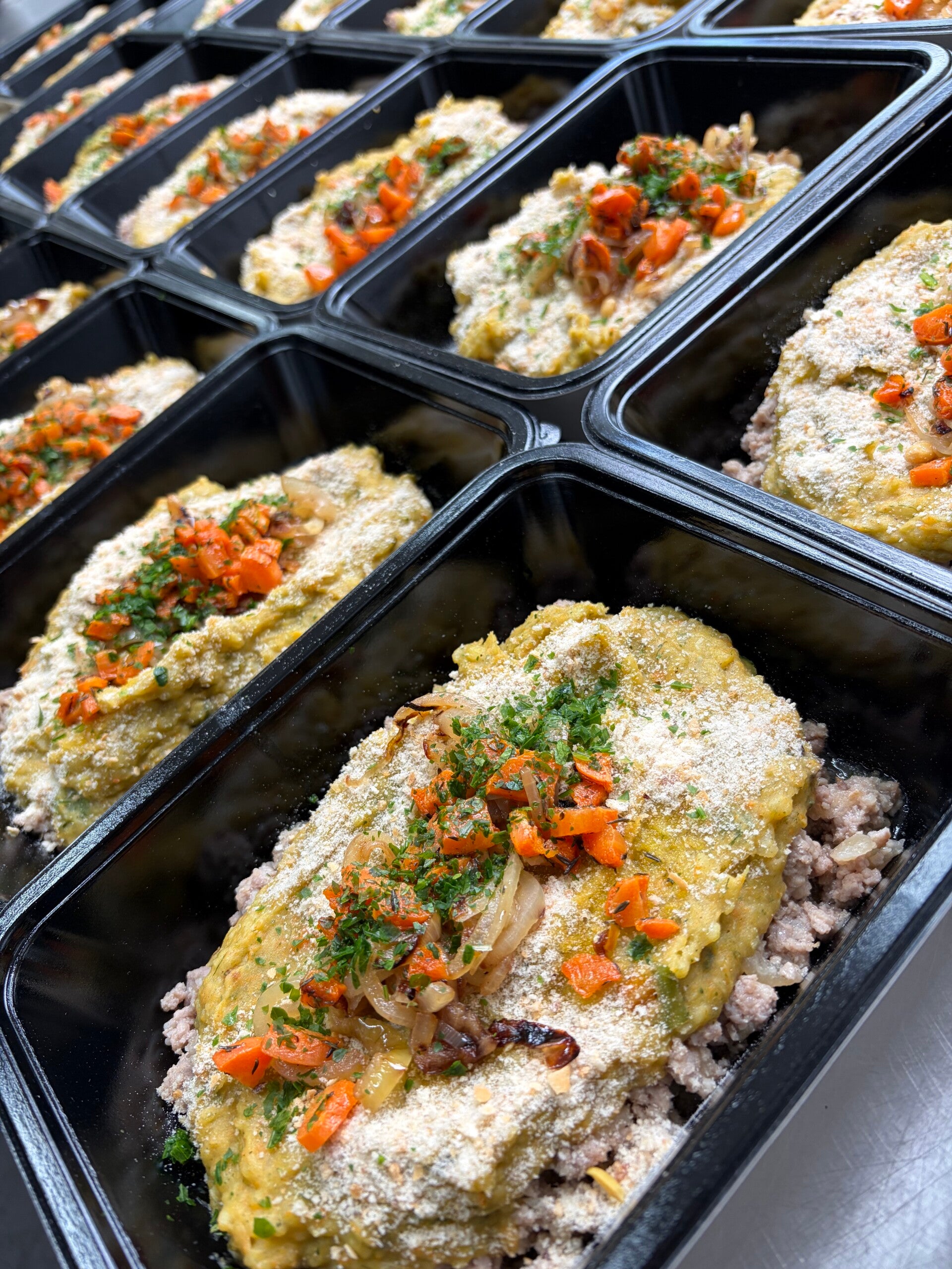 Ovenschotel Parmentier met gehakt en groentenstoemp