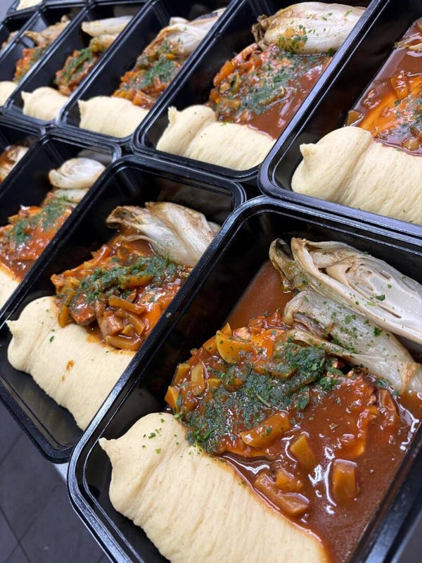 Dagschotel Kalkoenfilet in cidersaus, witloof gebaseerd, aardappelpuree