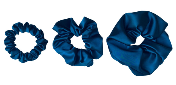Chouchou en satin - Bleu canard