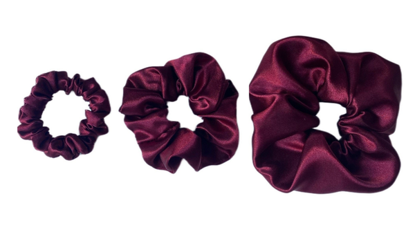 Chouchou en satin - Rouge bordeaux brillant
