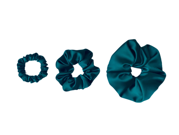 Chouchou en satin - Vert foncé mat