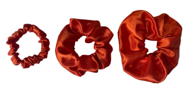 Chouchou en satin - Orange Brillant