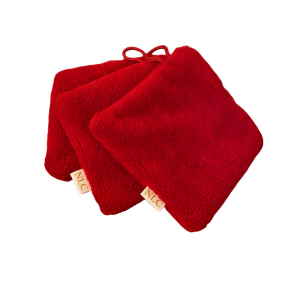 Lingettes éponge bambou - Rouge
