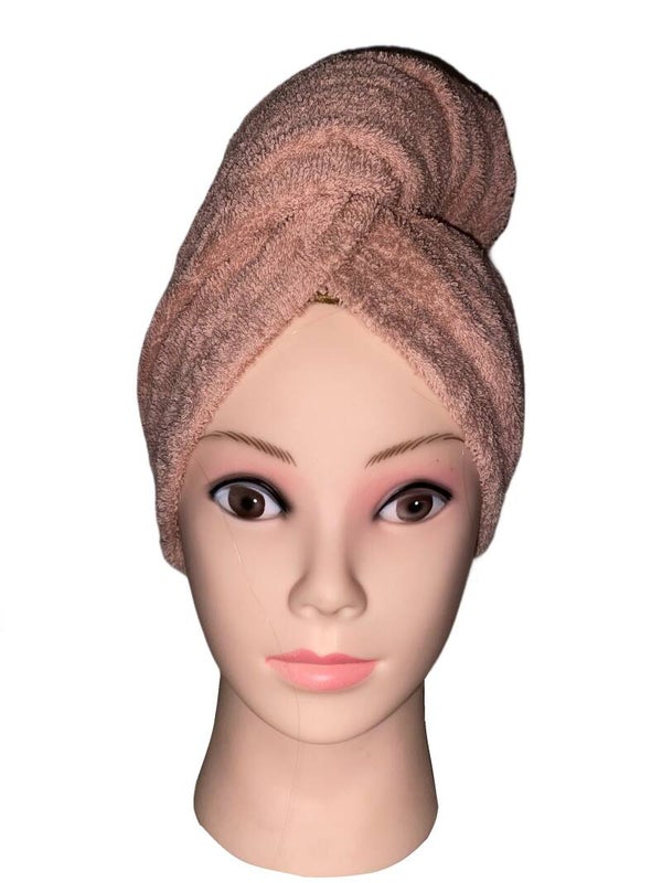 Serviette de tête en éponge - Rose poudré