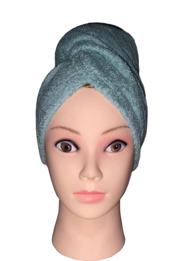 Serviette de tête en éponge - Vert bleuté