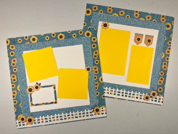 Sunflower Premade Double Page Scrapbook Layout