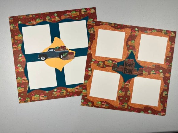 Fall Rustic Truck Premade Double Page Scrapbook Layout