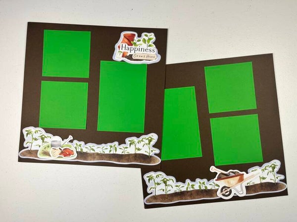 Spring Gardening Double Page Premade Scrapbook Layout