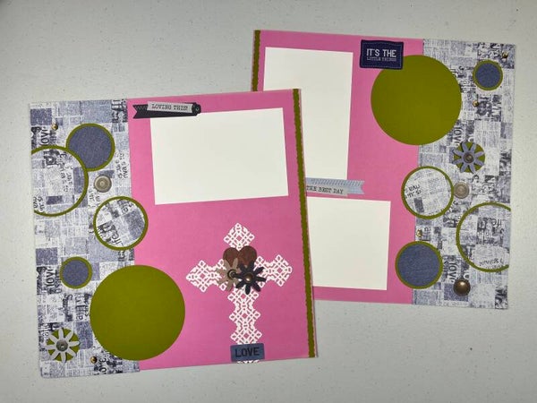 Spring Denim Easter Double Page Premade Scrapbook Layout