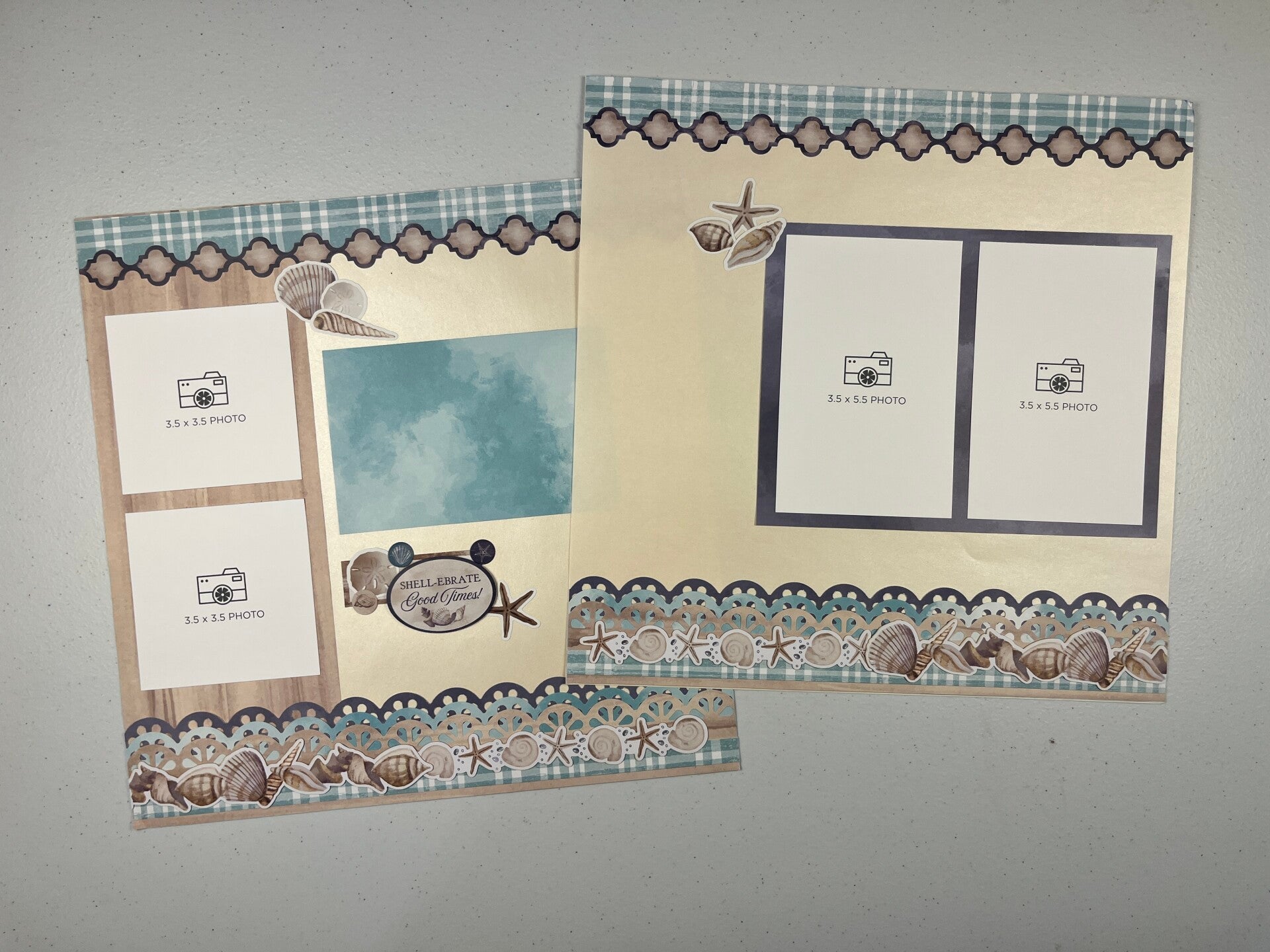 Coastal Shore Double Page Premade Scrapbook Layout