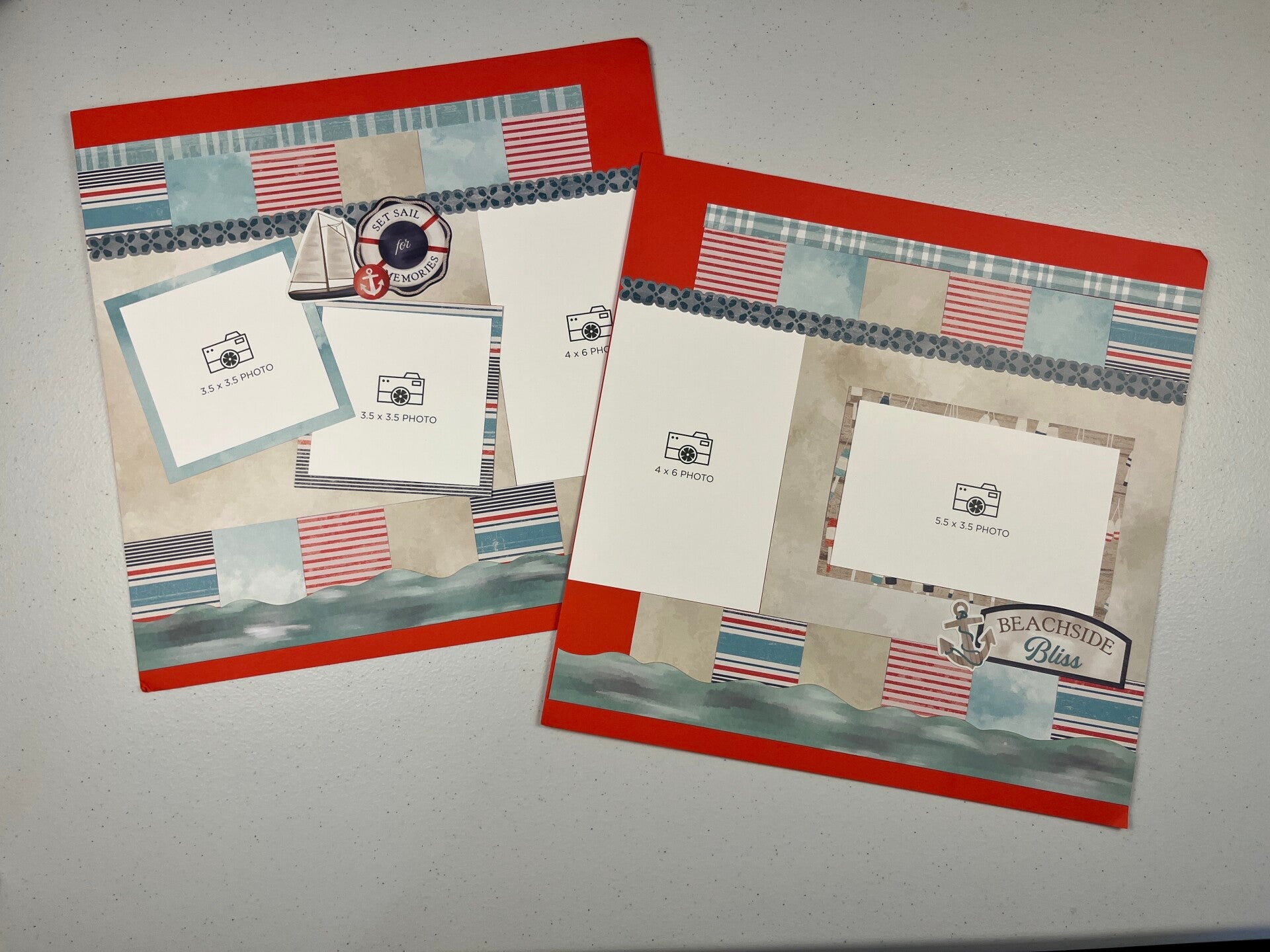 Coastal Shore Double Page Premade Scrapbook Layout