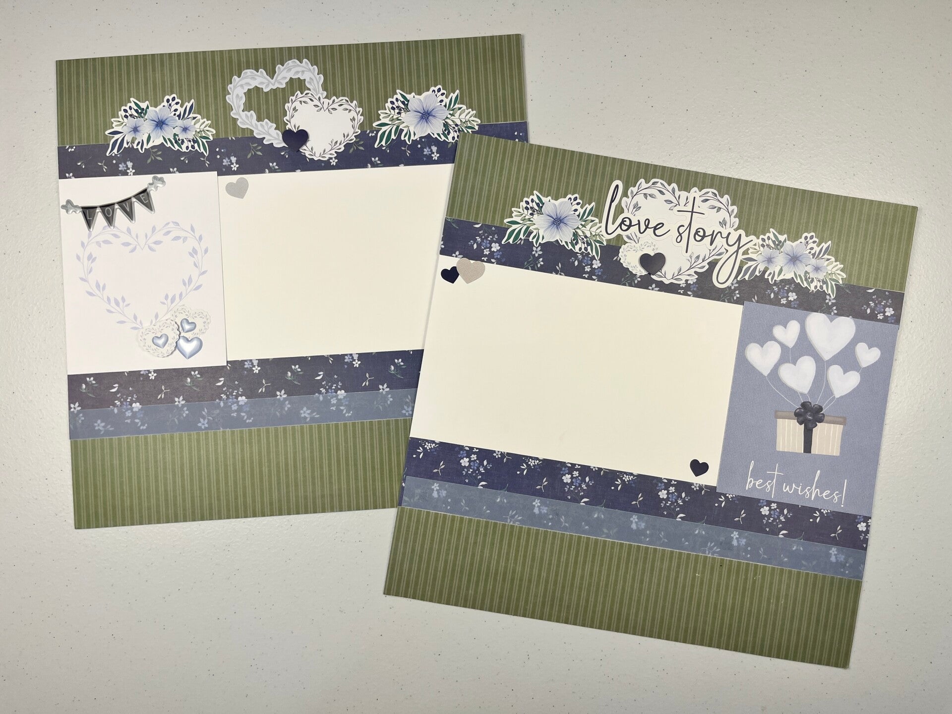Something Blue Wedding Double Page Premade Scrapbook Layout