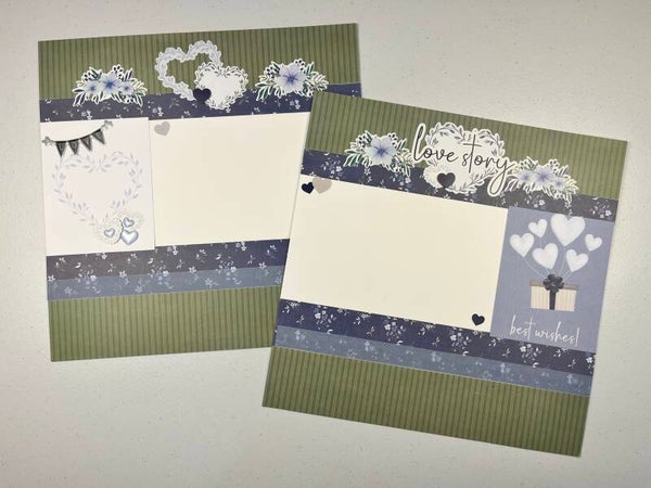 Something Blue Wedding Double Page Premade Scrapbook Layout