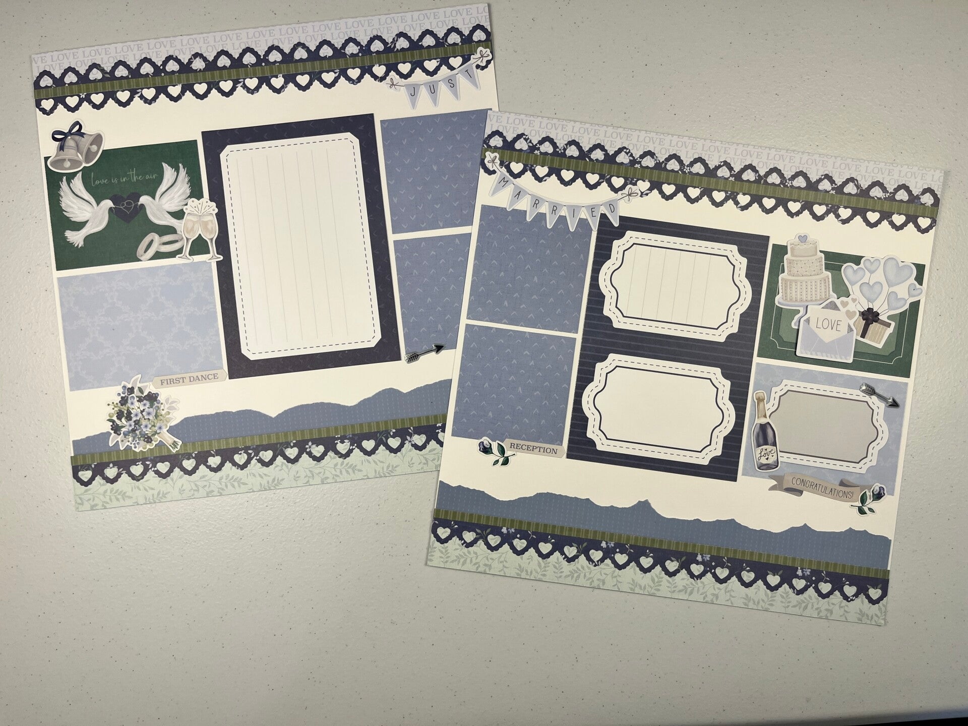 Something Blue Wedding Double Page Premade Scrapbook Layout