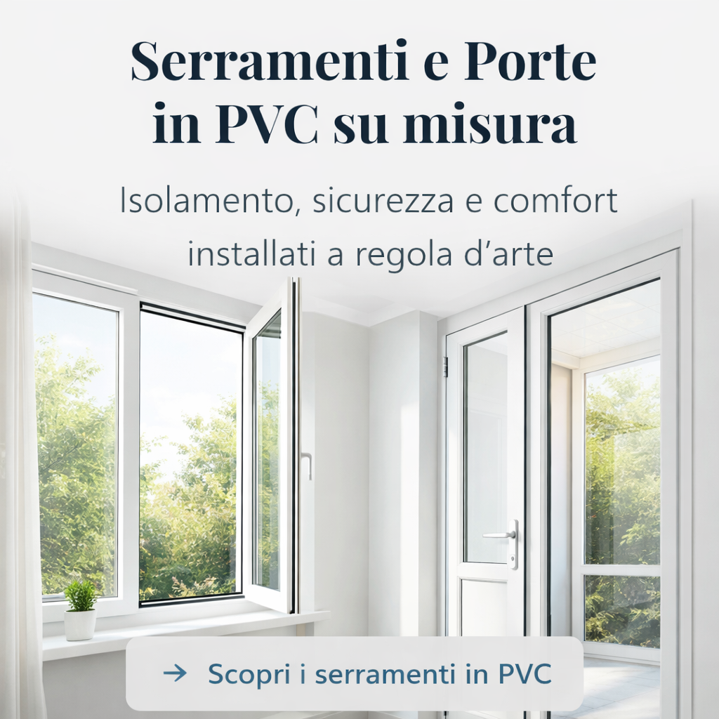 Serramenti e porta in PVC su misura con luce naturale, isolamento termico e design moderno installati a regola d’arte