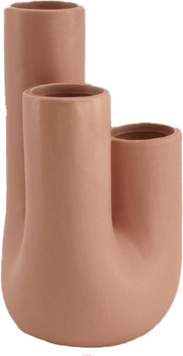 vanVi Tulpenvaass pijpjes vaas: 11.8x11.6x20.5cm - Kermaiek - oud roze