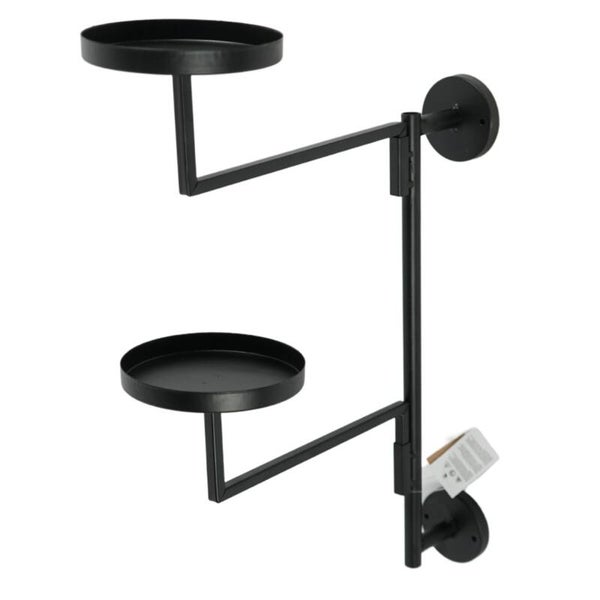 Wand kaarshouder metaal zwart 42 cm