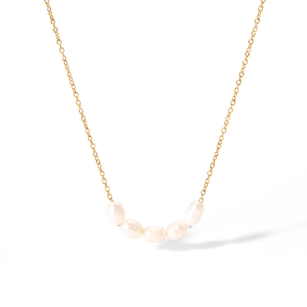 Süßwasserperlen-Halskette – Edelstahl Silber oder Gold – Handgefertigt in Amsterdam