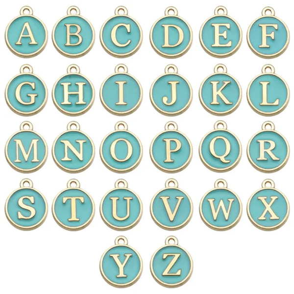 Grüner Emaille Buchstaben-Charm – Personalisierbarer Edelstahl Anhänger A–Z
