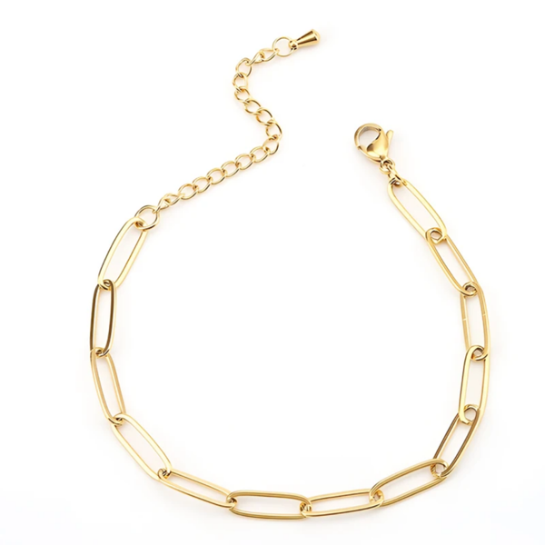 Stainless Steel Gliederarmband – 4×8 mm Paperclip Chain | Gold & Silber | 16+5 cm