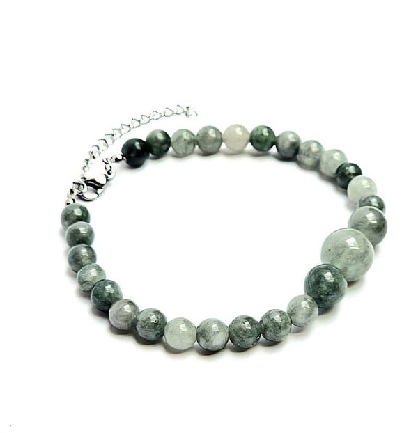 Handgefertigtes Jade Armband – Burma Jade 6/8/10 mm – Edelstahl Gold/Silber – 17+5 cm