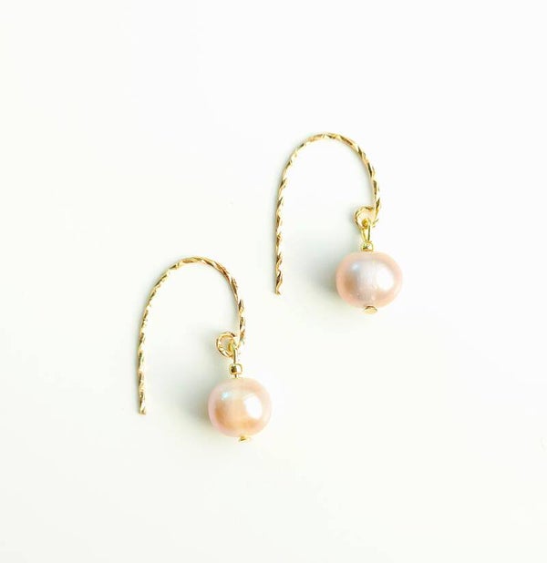 Handgefertigte Ohrhänger aus 925er Sterlingsilber mit rosa Süßwasserperle (8 mm) – vergoldet oder rhodiniert
