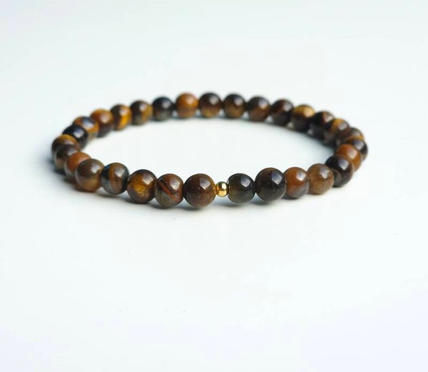 Tigerauge Armband – 5 mm Perlen – Edelstahl – 19 cm – Handgefertigt