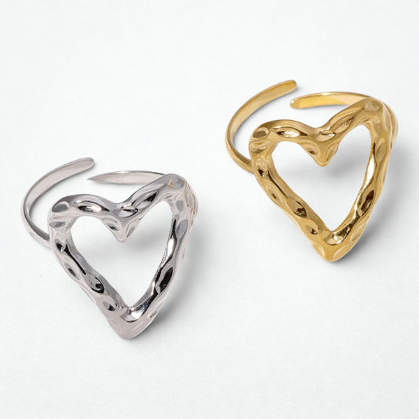 Verstellbarer Herz-Ring aus Edelstahl – Offenes Design in Gold & Silber | Eleganter Love-Ring