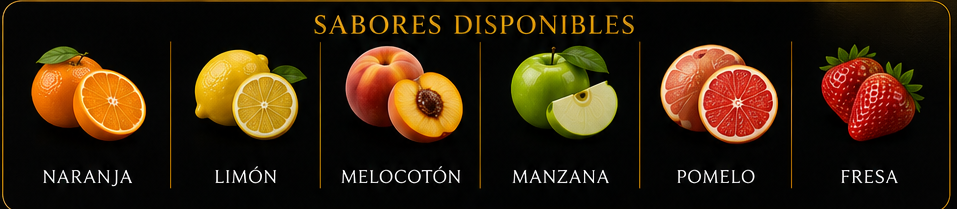 Sabores de nuestras esferas de hielo de  naranja , limón,, melocotón,manzana,fresa,