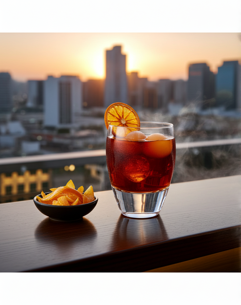 Vermut con esferas de naranja,IDEAL PARA   TUS TARDEO